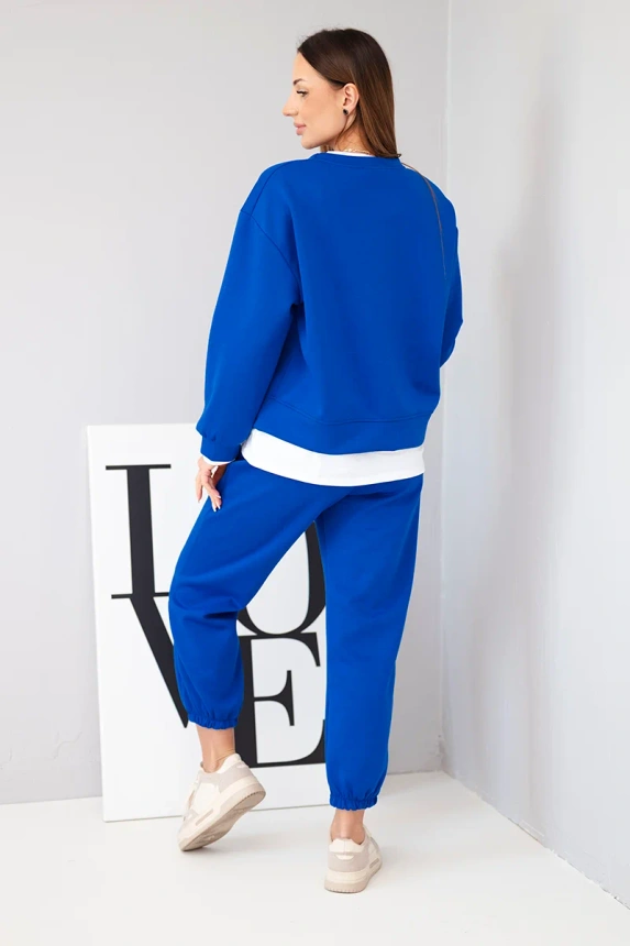 Damen-Set mit lockerer Sweatshirt und Jogginghose butterblau