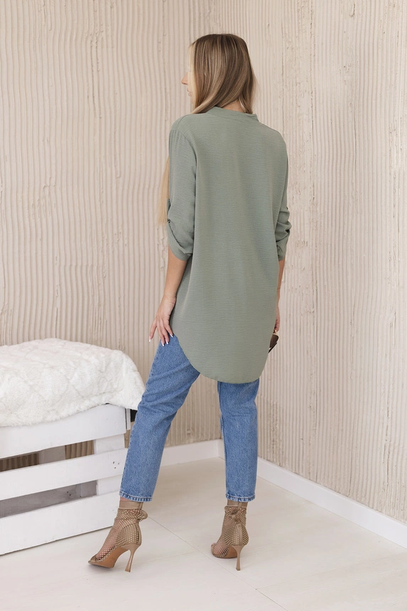 Blouse with a longer back light khaki