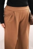 Plus Size women's pants with wide legs and pleats camel