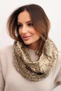 Women's soft wool winter cowl KN25 dark mint + mocha