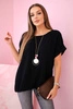 Muslin blouse with a necklace black