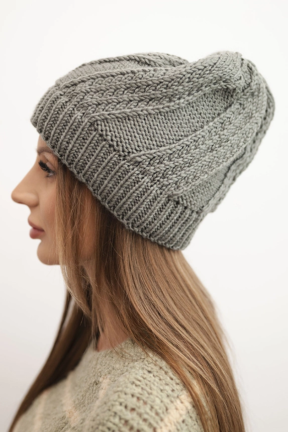 Women's winter hat with wool dark gray