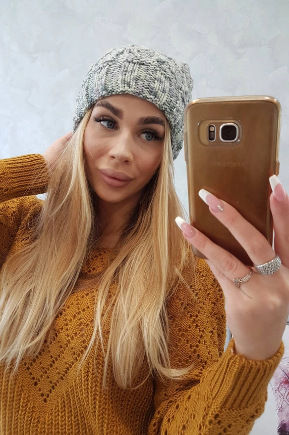 Čiapka s otočením nahor Eliza K205 šedá + fialová