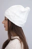 Women's winter wool hat with decorative weave K403 white