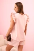 Damen-Set mit Rüschen – eine kurzärmelige Bluse und Shorts mit Gummizug dunkles Puderrosa