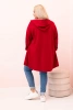 Bluza damska Plus Size z wiskozą rozpinana z kapturem czerwona