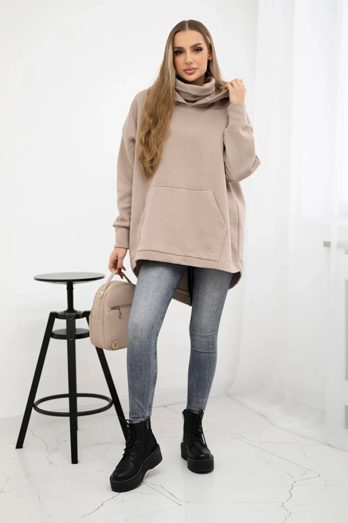 Isoliertes Sweatshirt mit Reißverschluss am Rücken dunkelbeige