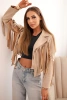Damen-Wildlederjacke mit Fransen beige