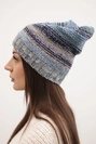 Hat with fleece Krystyna K207 sea+gray
