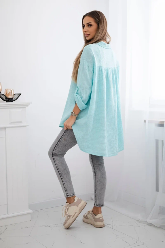 Cotton muslin shirt mint