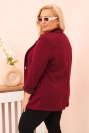 Moteriška viskoze marškinėliai Plus Size su ilgomis rankovėmis ir apykakle slyvinė