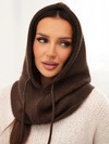 Women's cap hood viscose with tie and neck cover brown