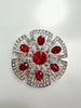 Brooch XZ459-211 silver + red