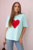 Cotton blouse with a heart print mint