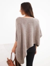 Women's mohair poncho sweater asymmetrical with a wide neckline fango brown