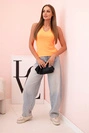 Women's cotton tank top with a V-neck neon orange