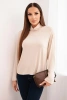 Women's viscose blouse with a turtleneck and long sleeves beige