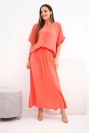 Women's viscose set with blouse and skirt raspberry