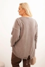 Damenpullover Plus Size aus Baumwolle mit Herzdruck und Kordeln braun