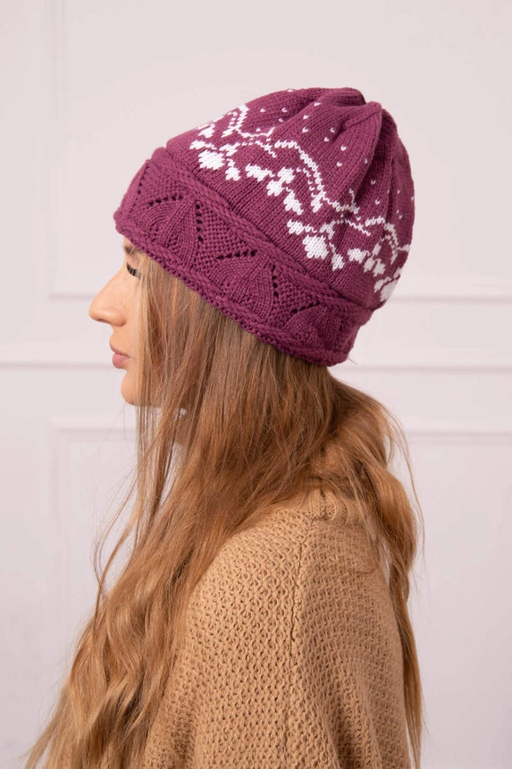 Dámská čepice Kira K374 dark purple+white