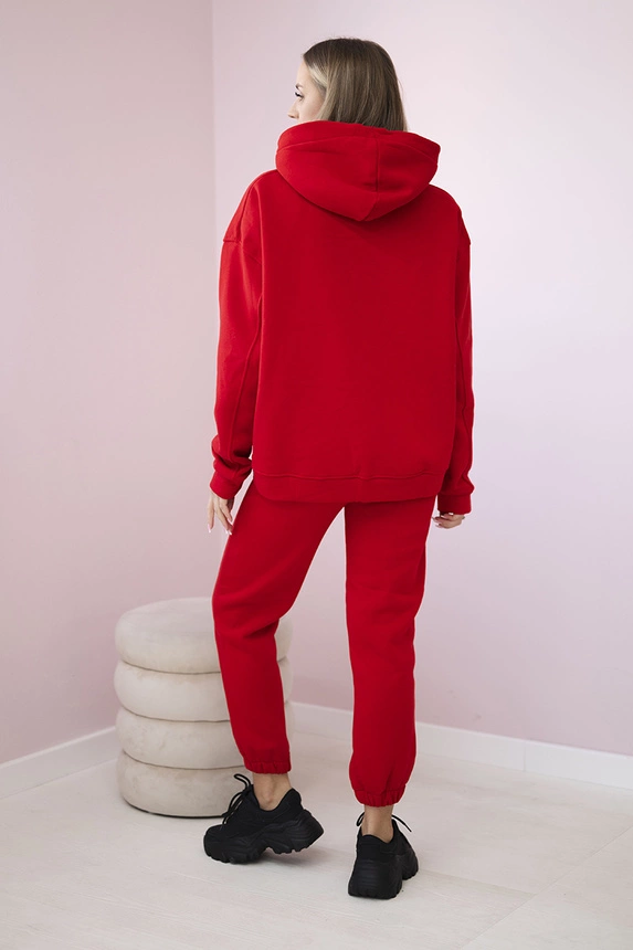 Insulated cotton set, sweatshirt with embroidery + pants red