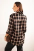 Women's cotton checkered shirt with a longer back black