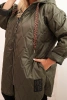 Plus Size women's quilted jacket with a hood and the inscription HOPE khaki