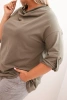 Damenbluse Plus Size aus Baumwolle mit lockerem Schnitt und Wasserfallausschnitt khaki