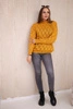 Pullover mit halbem Rollkragen und Rautenmuster Senf