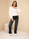 Women's sweater with mohair with decorative buttons ecru