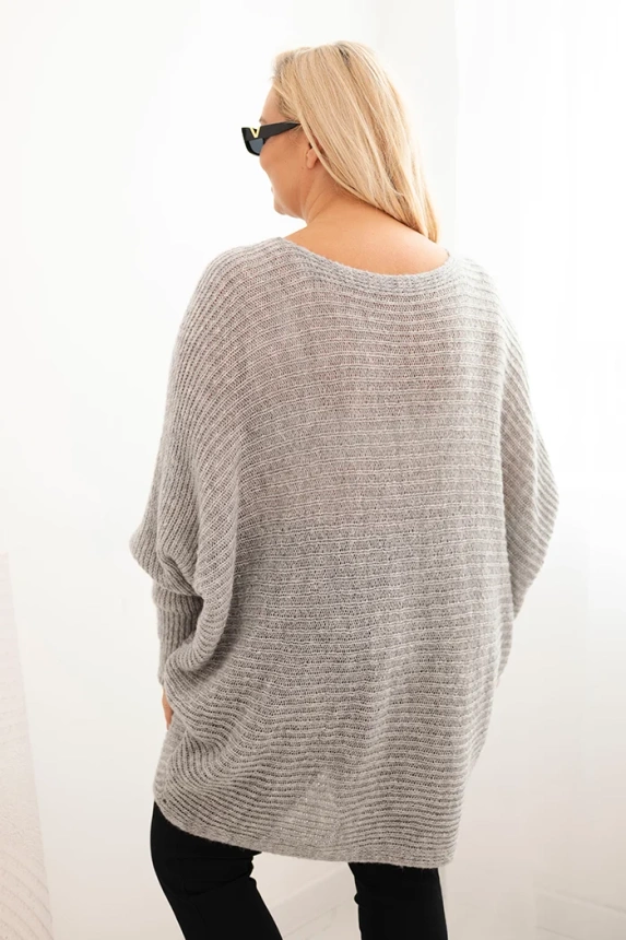 Women's Plus Size Sweater with Mohair Poncho gray