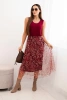 Women's set with a wool sweater and a viscose dress burgundy