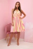 Women's cotton dress with colorful stripes neon yellow