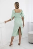 Dress ruffled at the back with tied sleeves dark mint