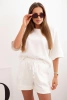 Damen-Butterset mit einer kurzärmeligen Bluse und Shorts mit Gummizug ecru