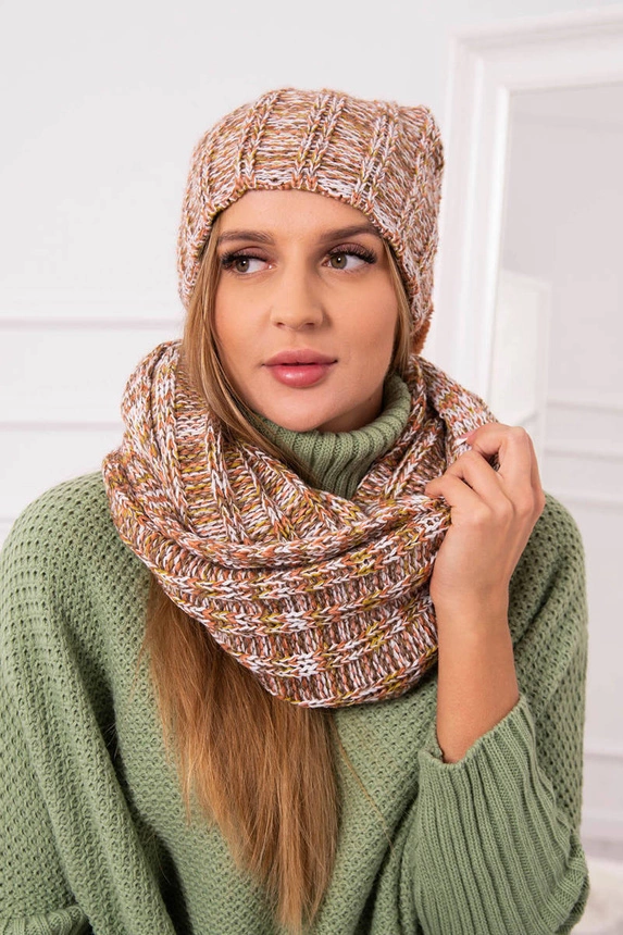 Moteriškas vilnonis rinkinys 4 sezonai K263 camel+white