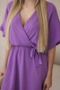 Sukienka muślinowa taliowana fioletowa
