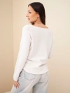 Women's sweater with viscose and V-neck light beige