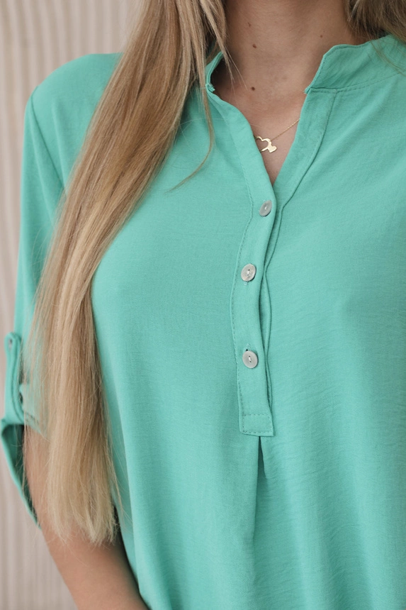 Blouse with a longer back dark mint