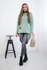 Sweatshirt with long back and hood dark mint