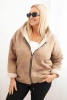 Women's Plus Size jacket with a hood and shearling camel