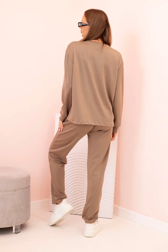 Women's set buttercream sweatshirt and pants with elastic fango