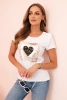 Women's cotton blouse with ruffles and a heart made of studs white
