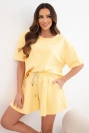 Women's buttery viscose set with short sleeves and high-waisted shorts yellow