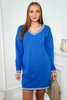 Dress with pockets and V-neckline cornflower blue