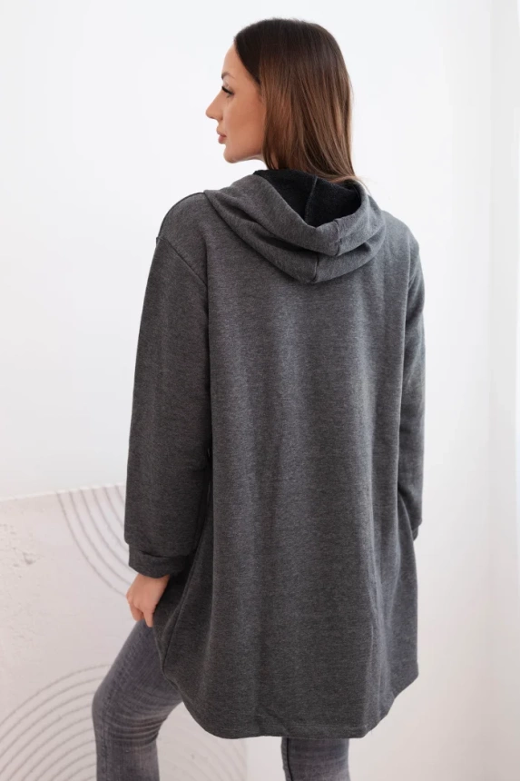Sweatshirt with longer back and hood graphite