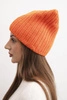 Women's winter cap with wool in a cat shape made of ribbed knit K419 orange