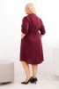 Plus Size women's viscose dress with buttons and a waist tie burgundy
