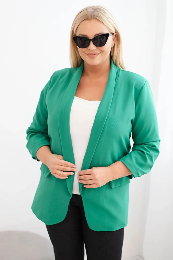 Women's Plus Size Unbuttoned Blazer with Lining XL/2XL green