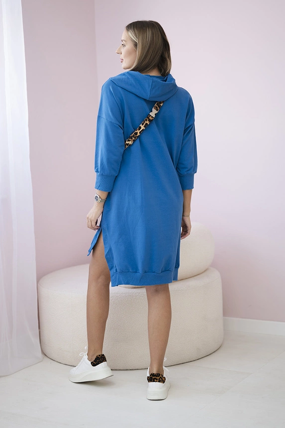 Dress with a hood and longer back denim